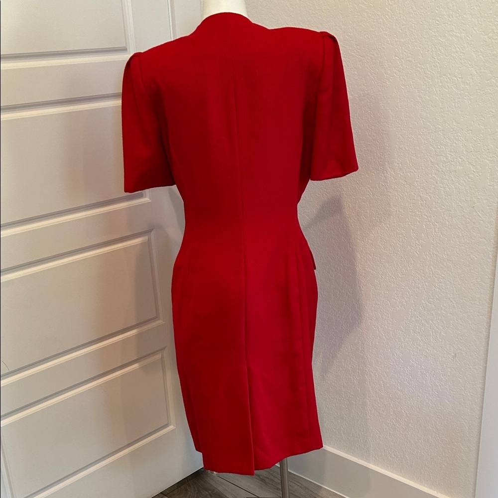 Vintage Kasper Red Double-Breasted Blazer Dress with Gold Buttons - Picture 3 of 12